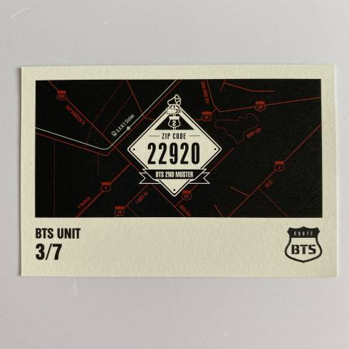 BTS ZIP CODE 22920 2ND MUSTER FAN CLUB MINI PHOTOCARD - UNIT (3/7)
